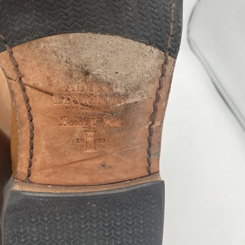 Allen Edmond's Liverpool Mens Leather Chelsea Boot Size 10 Walnut Brown USA Made